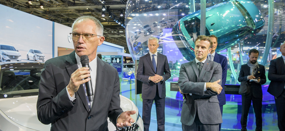 Paris Motor Show, Carlos Tavares and Emmanuel Macron